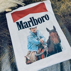 New Marlboro Red and White Cowboy T-Shirt
